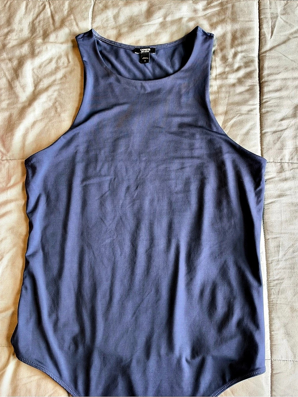 EXPRESS- Body Contour High Neck Bodysuit Slate Blue